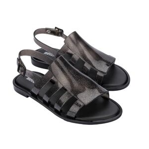 NWOT 
MELISSA BOEMIA black glitter sandals 
size 7